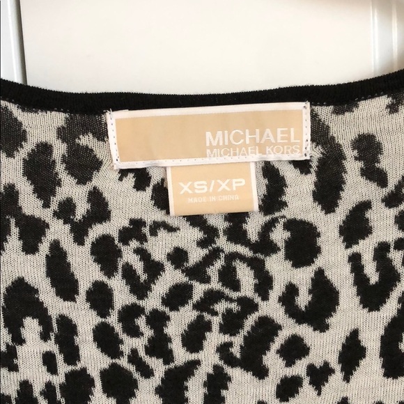 Michael Kors 100% cotton leopard cheetah wrap surplice babydoll knit sweater top - Picture 7 of 10
